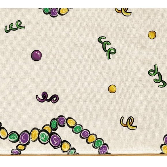 Mardi Gras Table Runner Fleur De Lis Decor Mask Beads Dining Decorative Cloth - Picture 4 of 4